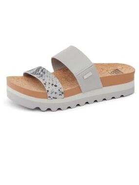 REEF Cushion Vista Hi Platform Sandals Gray White Size 8 , NIB
